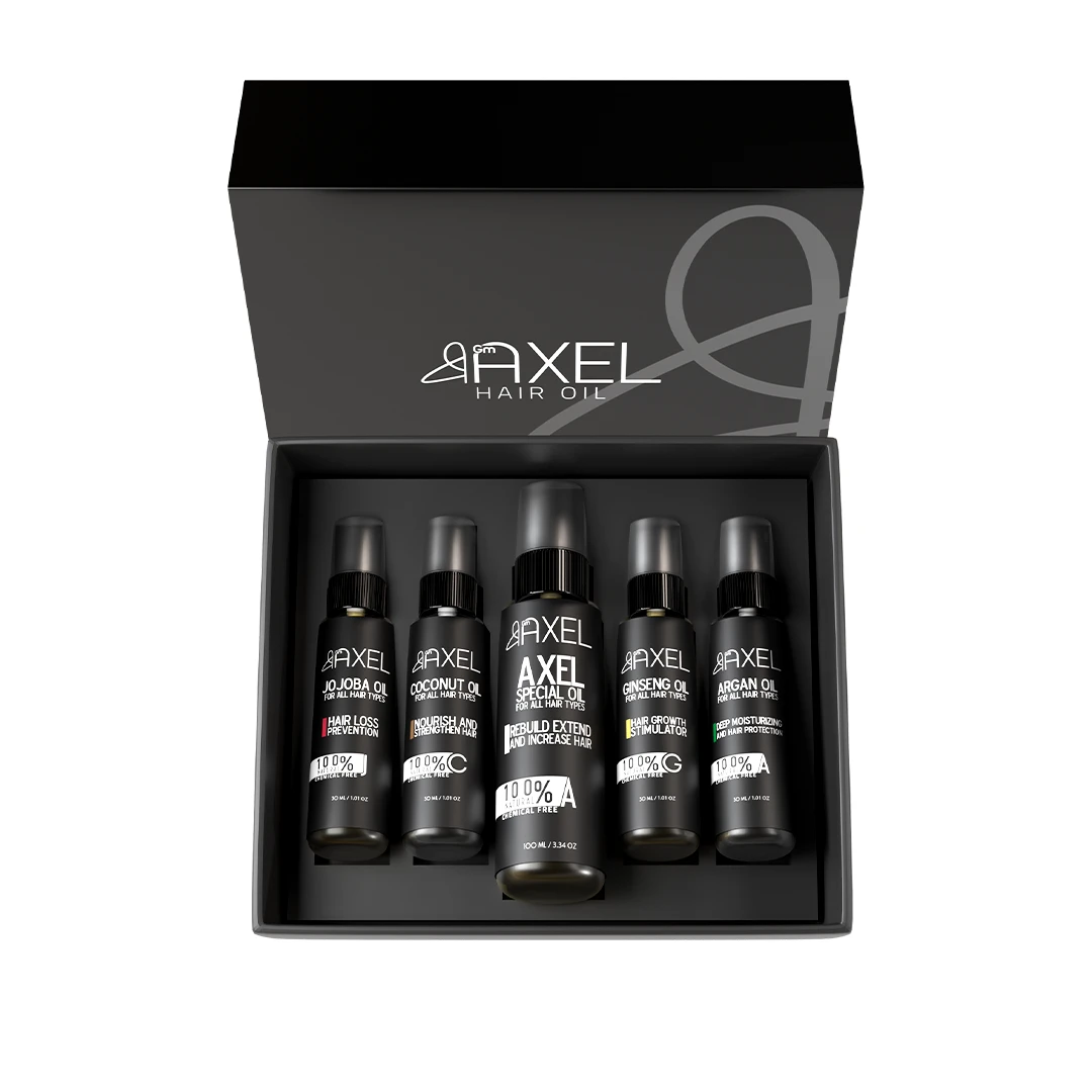بوكس زيوت الشعر من أكسل - 5 قطع للعناية الكاملة للشعر